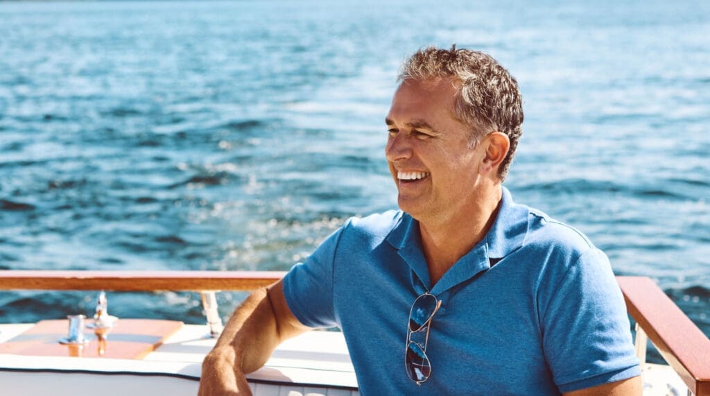 skaneateles negoraft hair restoration model on boat